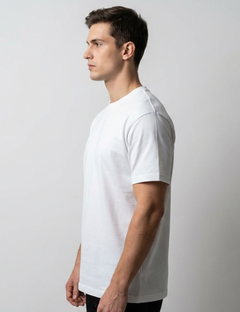 Cotton Rich Solid Half Sleeve Round Neck T-Shirt - White