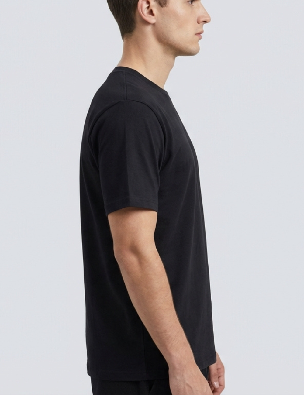 Cotton Rich Solid Half Sleeve Round Neck T-Shirt - Black