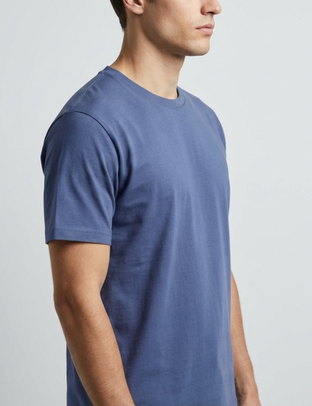 Cotton Rich Solid Half Sleeve Round Neck T-Shirt - Steel Blue