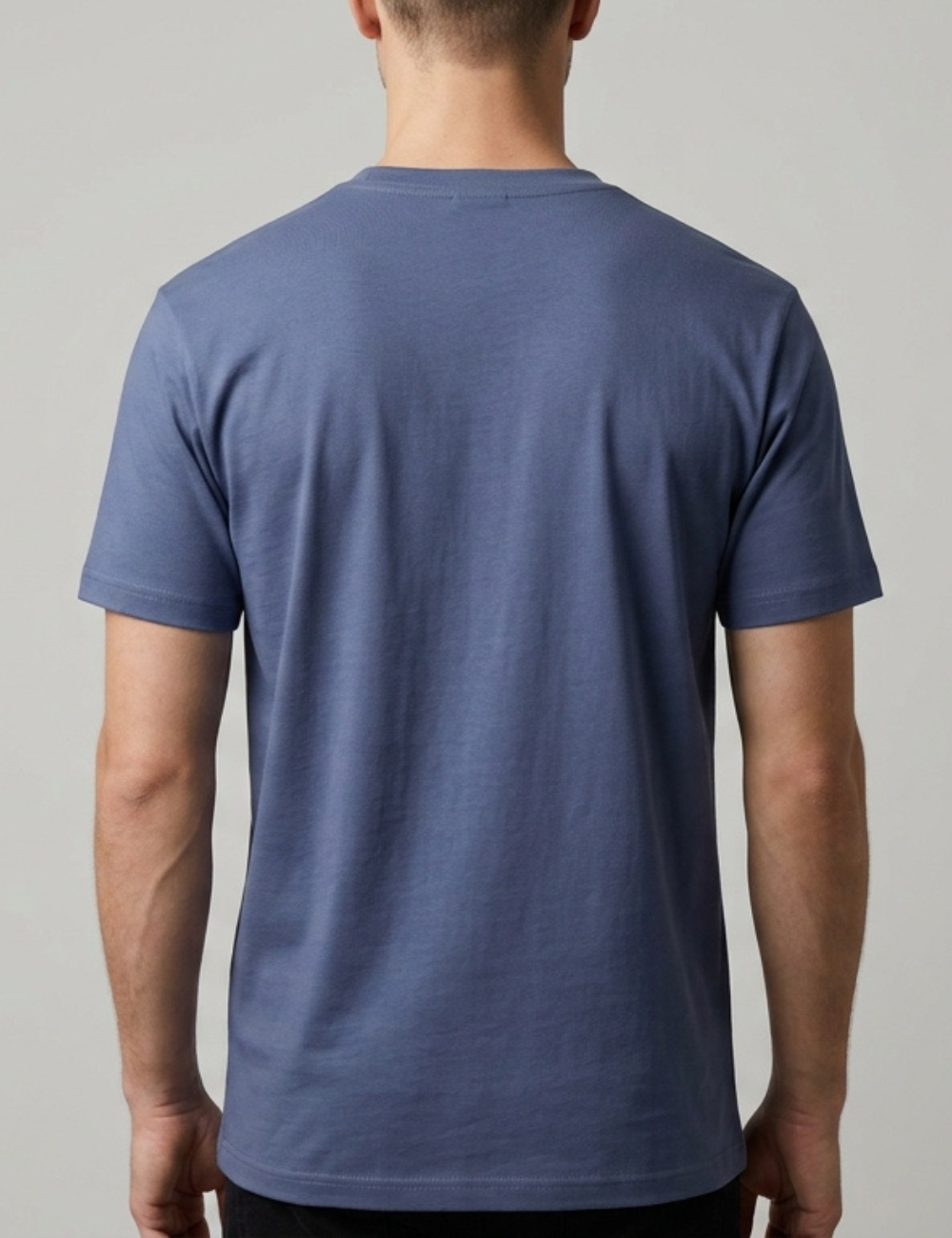 Cotton Rich Solid Half Sleeve Round Neck T-Shirt - Steel Blue