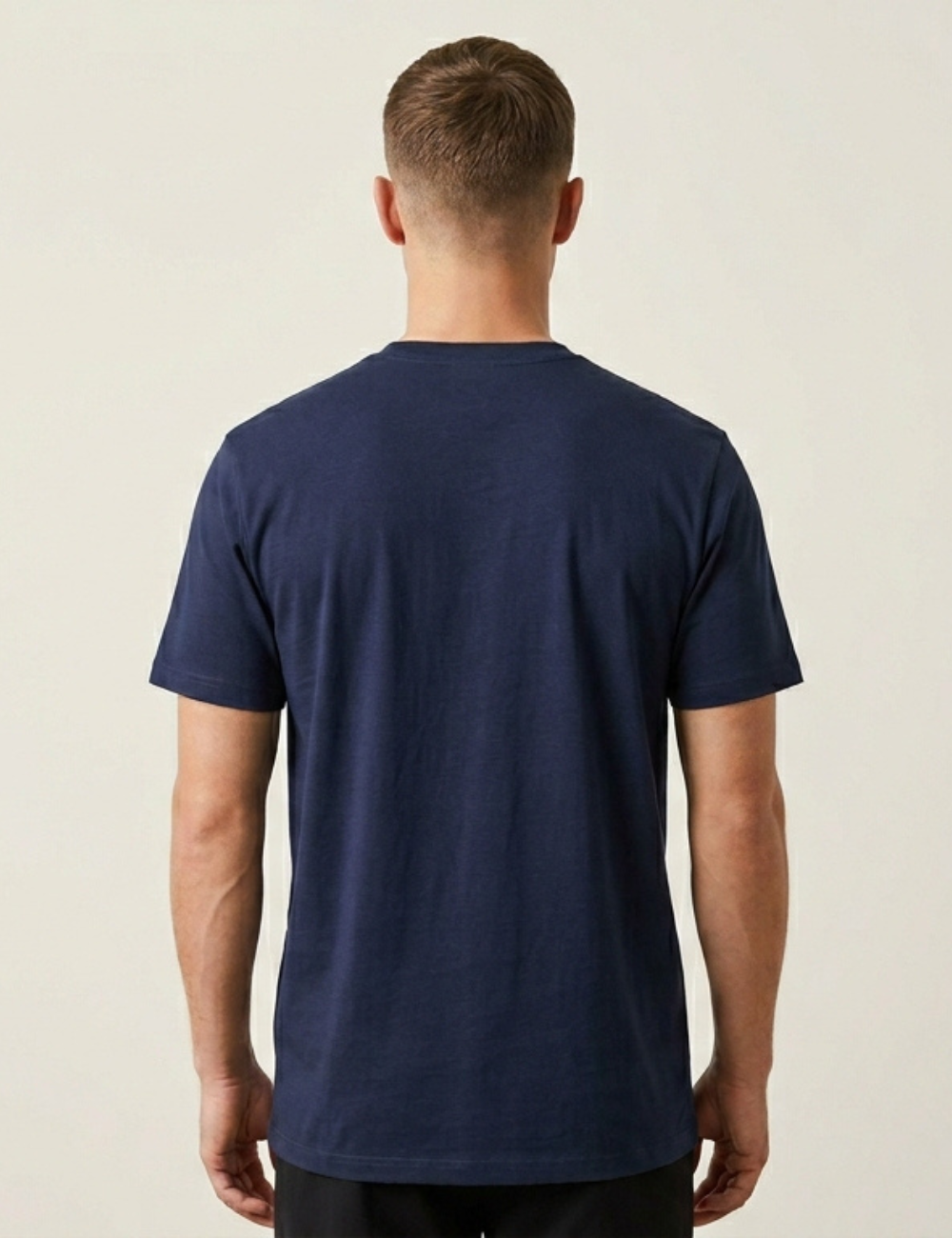 Cotton Rich Solid Half Sleeve Round Neck T-Shirt - Navy Blue