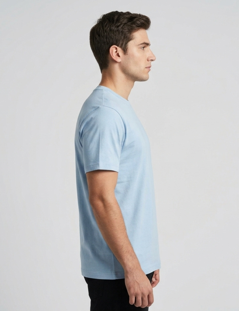 Cotton Rich Solid Half Sleeve Round Neck T-Shirt - Cool Blue