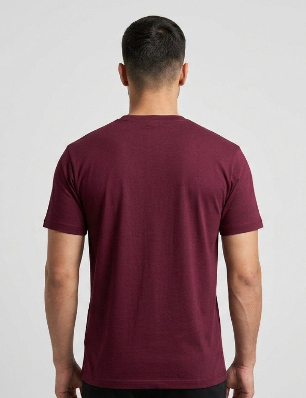 Cotton Rich Solid Half Sleeve Round Neck T-Shirt - Maroon