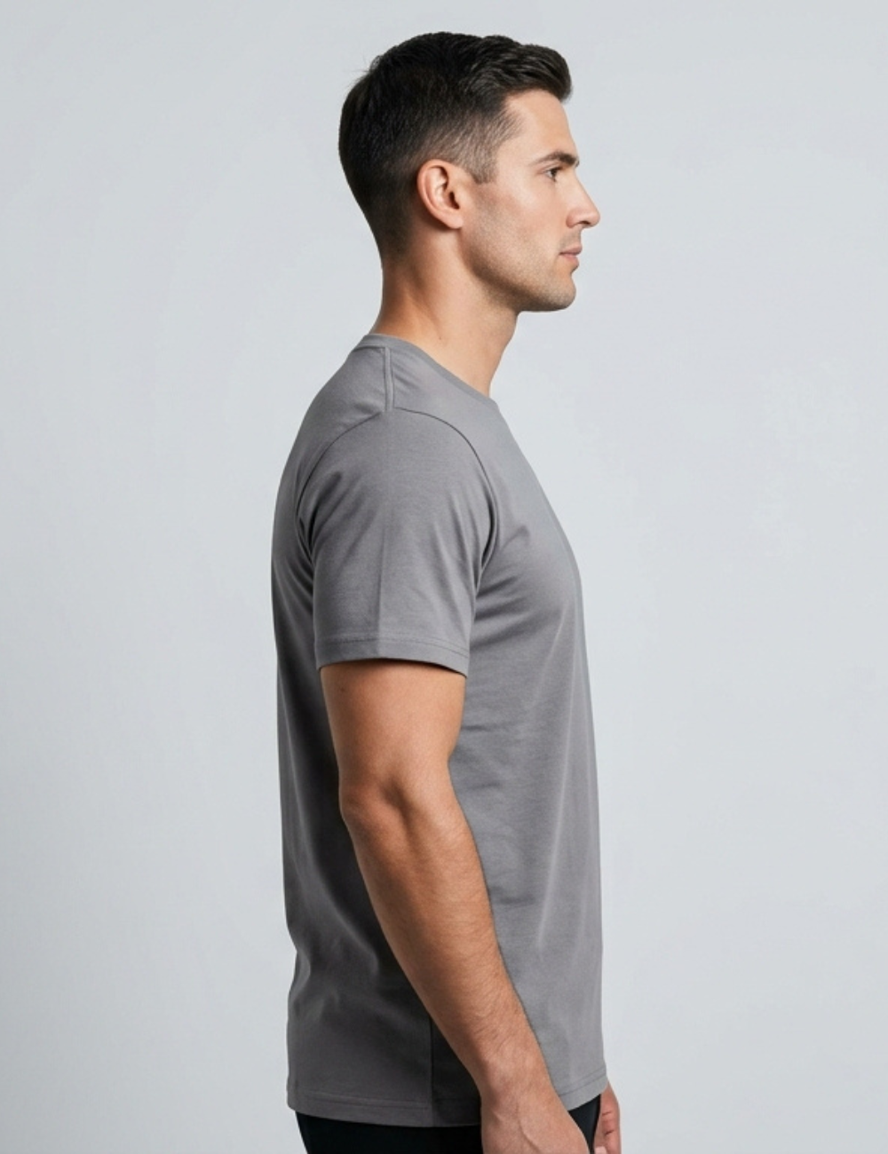 Cotton Rich Solid Half Sleeve Round Neck T-Shirt - Charcoal Grey