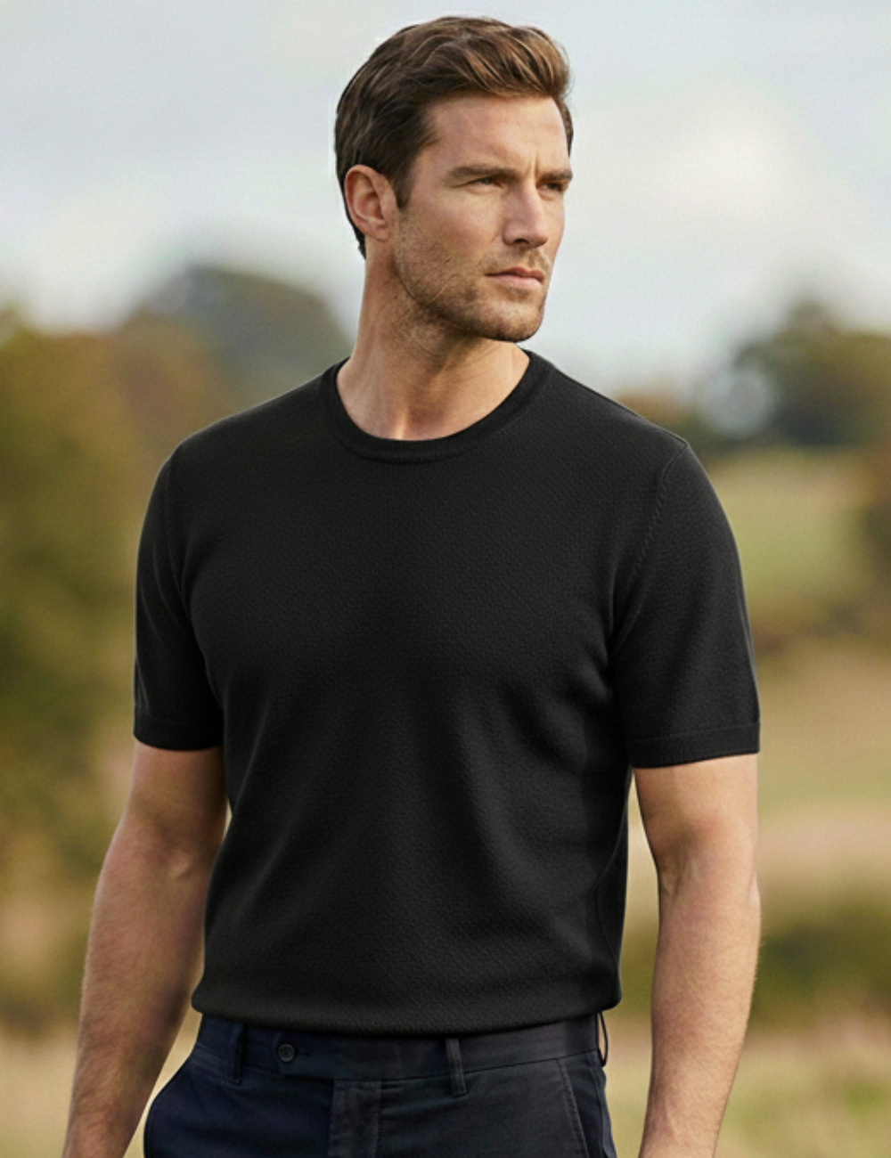 Round neck Black Premium T-shirt