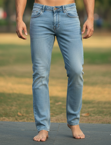Men’s Light Blue Pencil Fit Jeans – Clean Look, Everyday Comfort
