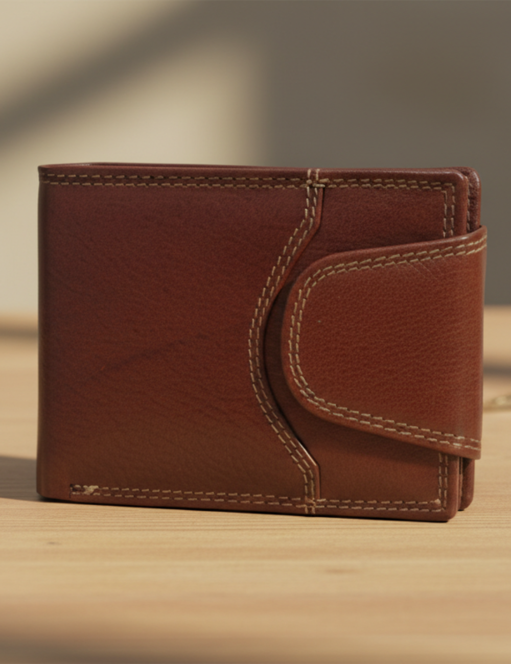 Kanon Leather Bi-fold Wallet in Brown