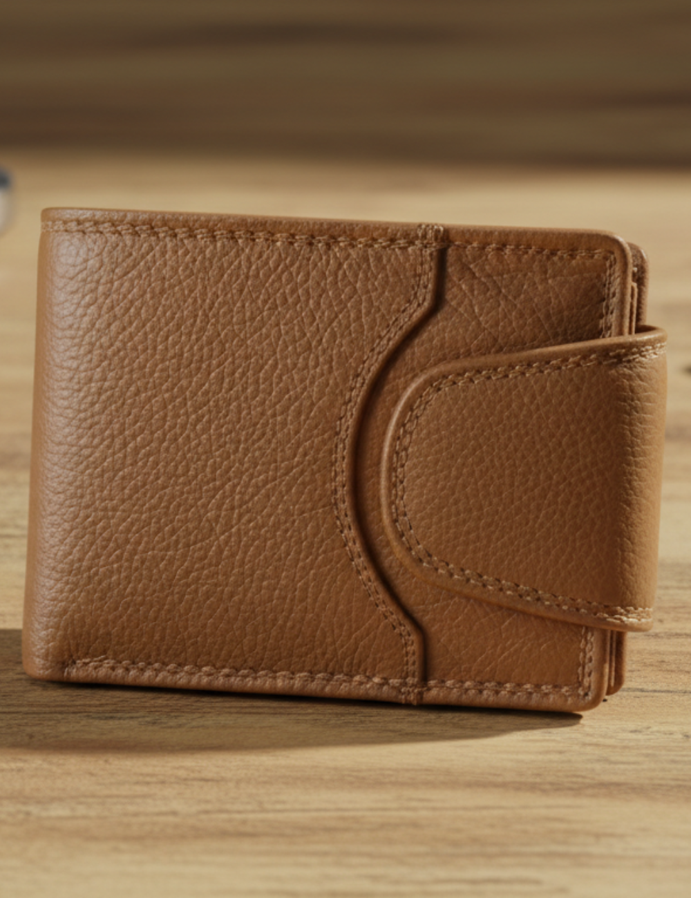 Kanon Leather Bi-fold Wallet in Mango_Tan