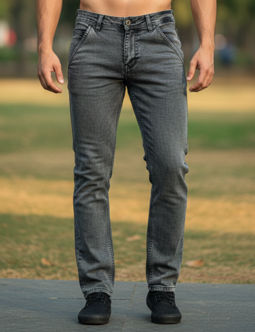 Men’s Grey Pencil Fit Jeans – Bold Look, Modern Comfort