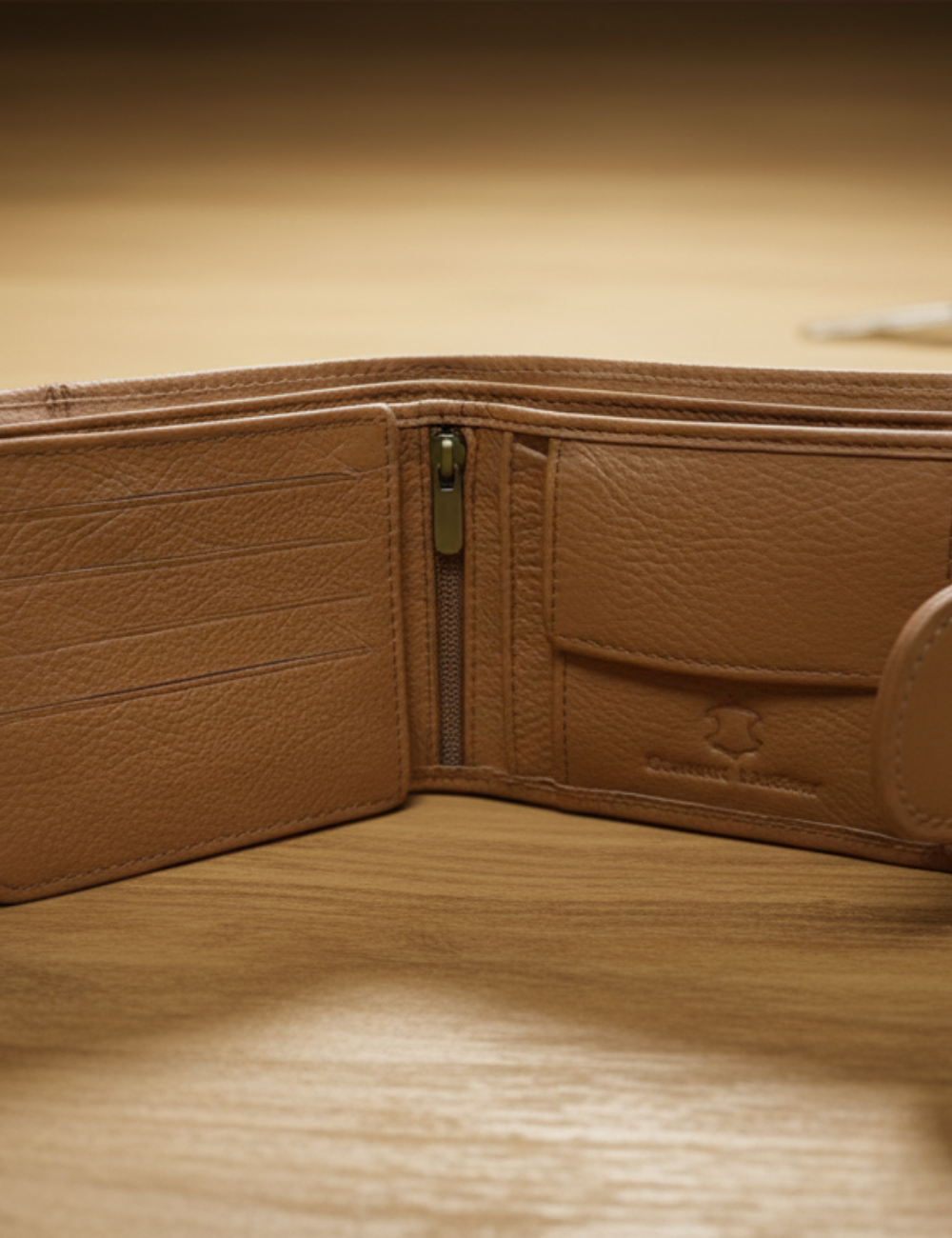 Kanon Leather Bi-fold Wallet in Mango_Tan