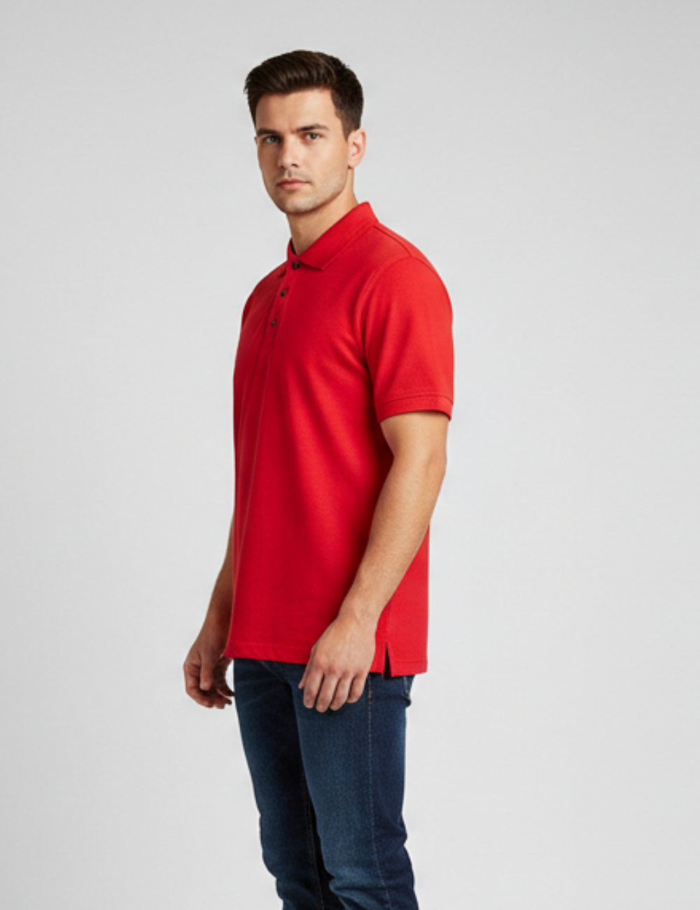 Cotton Rich Solid Half Sleeve Polo T-Shirt - Red