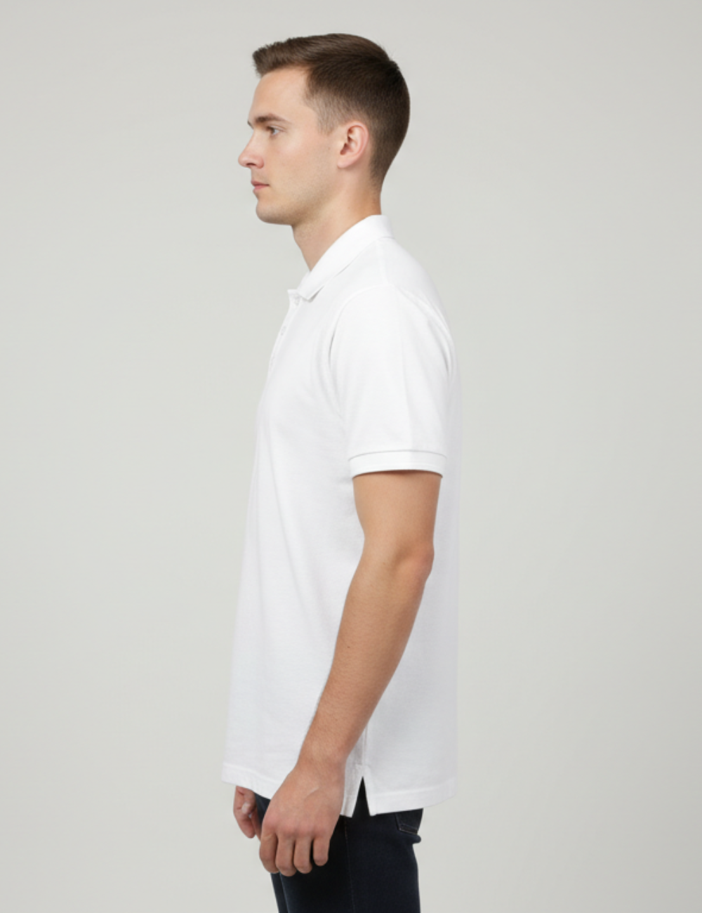 Cotton Rich Solid Half Sleeve Polo T-Shirt - White