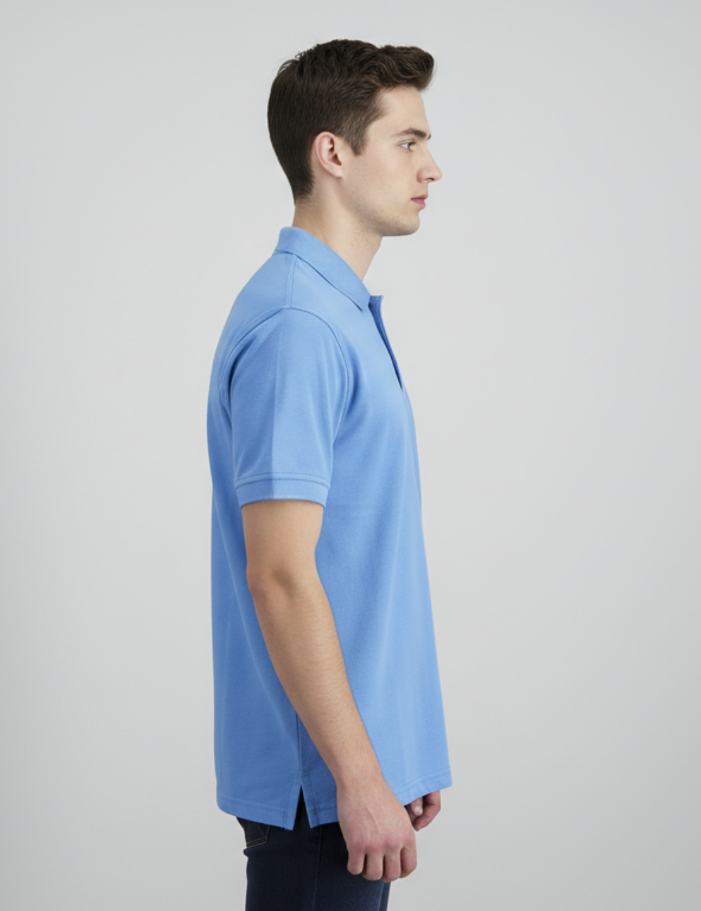 Cotton Rich Solid Half Sleeve Polo T-Shirt - Sky Blue