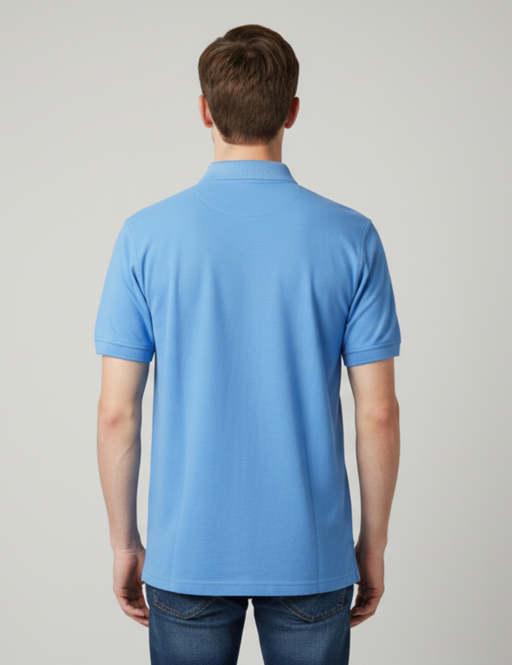 Cotton Rich Solid Half Sleeve Polo T-Shirt - Sky Blue