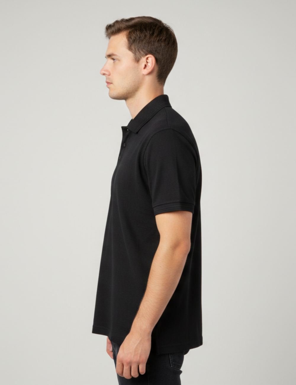 Cotton Rich Solid Half Sleeve Polo T-Shirt - Black
