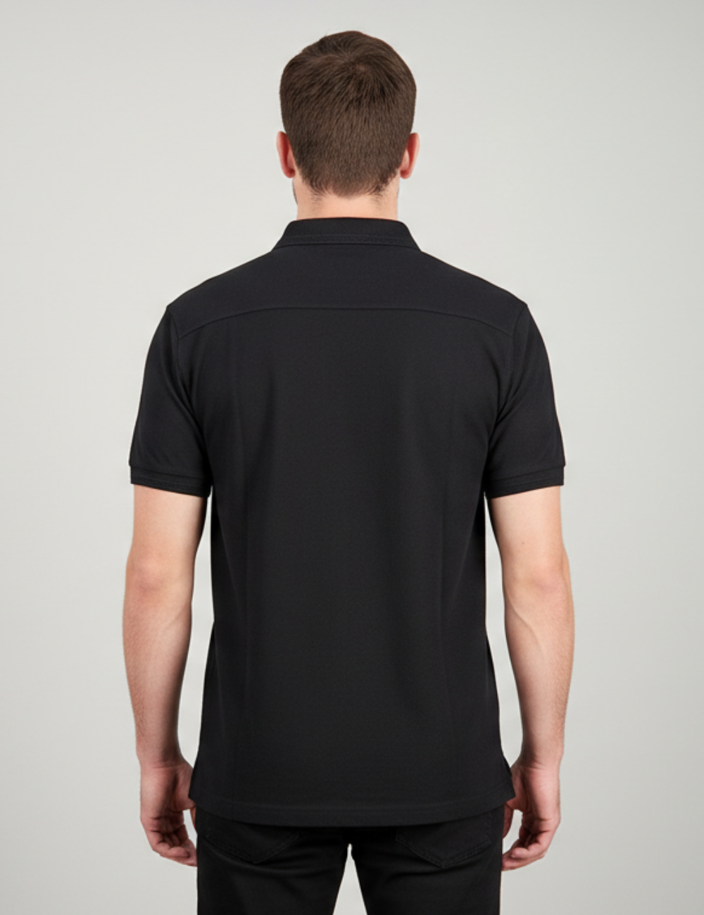 Cotton Rich Solid Half Sleeve Polo T-Shirt - Black