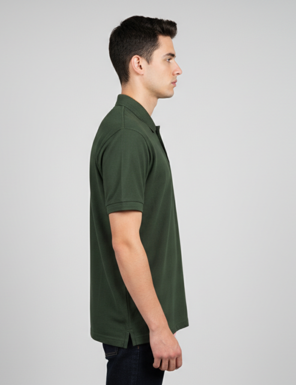 Cotton Rich Solid Half Sleeve Polo T-Shirt - Bottle Green