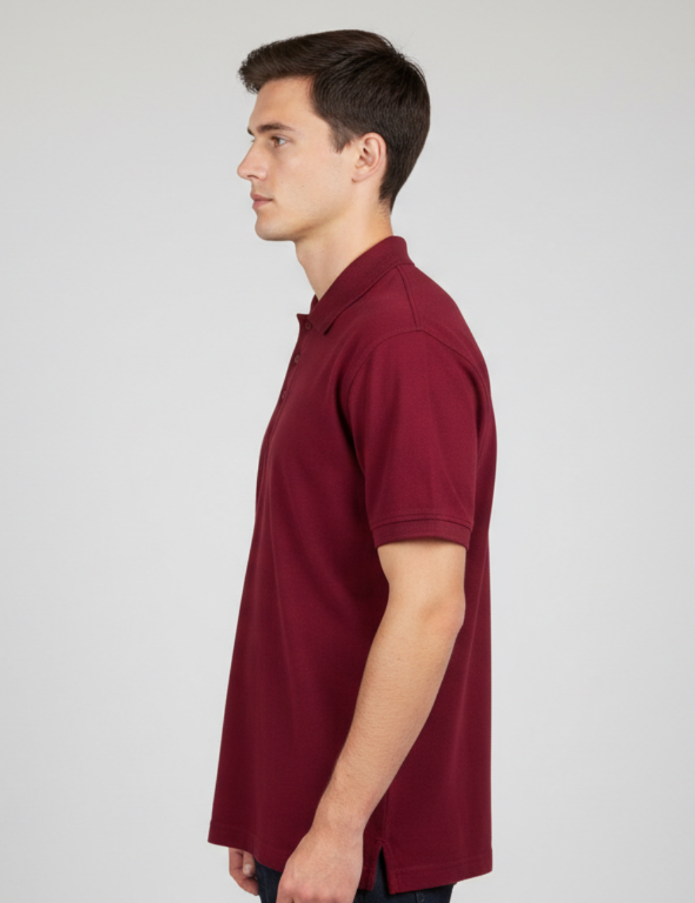 Cotton Rich Solid Half Sleeve Polo T-Shirt - Maroon