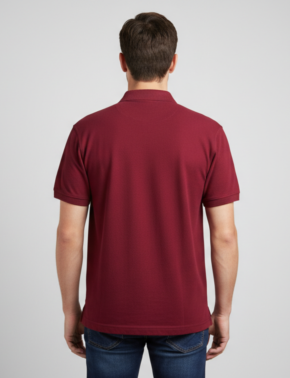 Cotton Rich Solid Half Sleeve Polo T-Shirt - Maroon