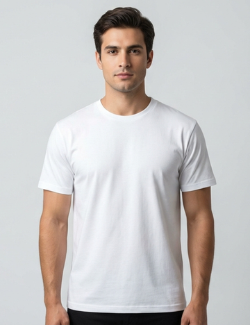 Cotton Rich Solid Half Sleeve Round Neck T-Shirt - White